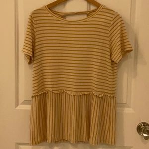 KARLIE Stripped Peplum Top, Size S
